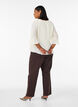 Bluse med 3/4-ermer og volangdetaljer, Vanilje, Model image number 2