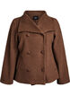 Kort jakke med krage og stoffdekkede knapper, Brun, Packshot image number 0
