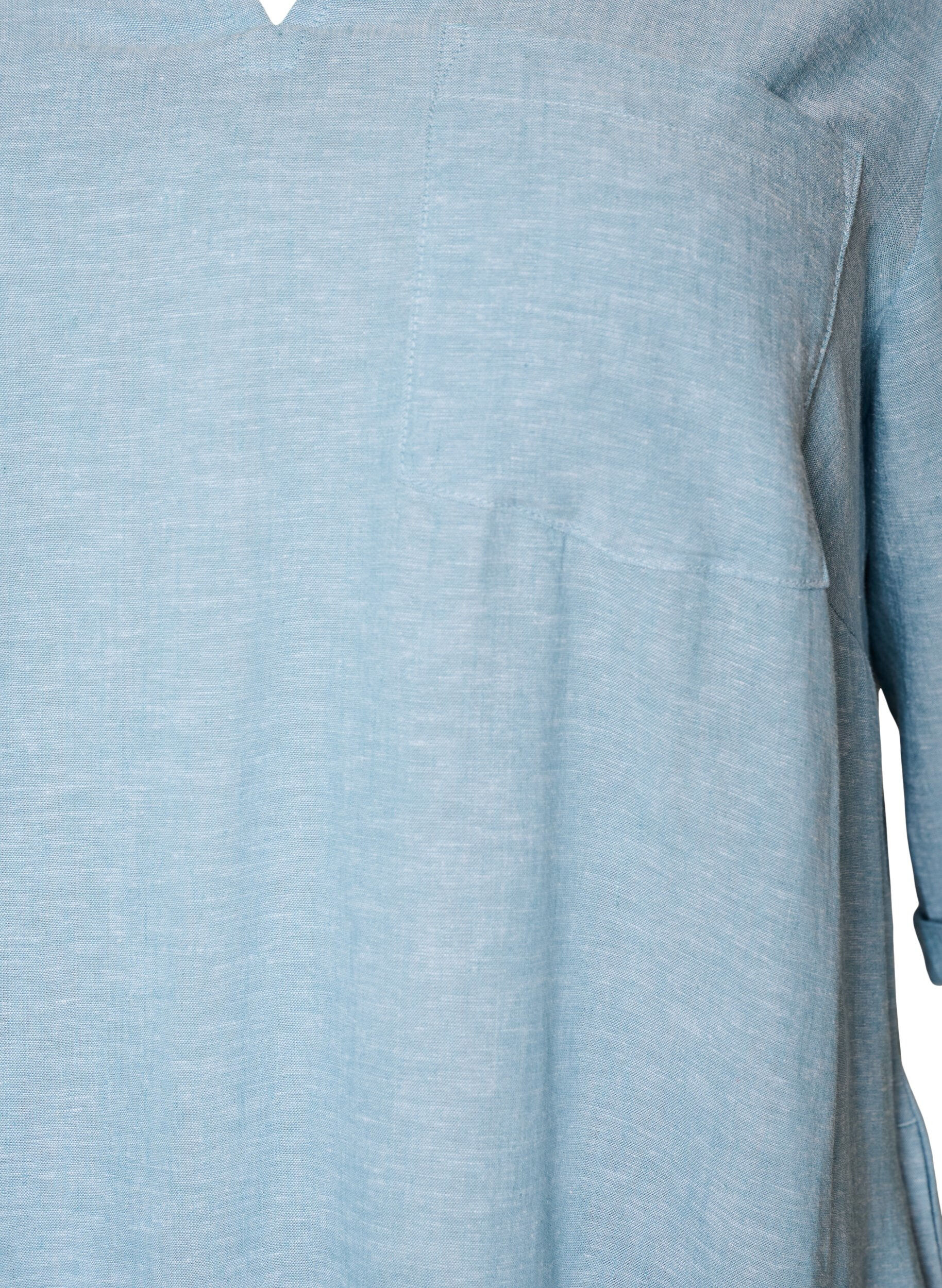 ZizziLinen and viscose tunic with A-shape, Light Blue, Packshot image number 2