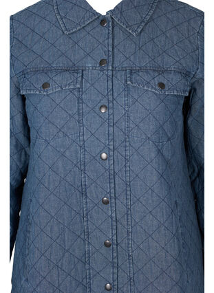 Mønstrete jakke med knapper og lommer, Blue denim, Packshot image number 2