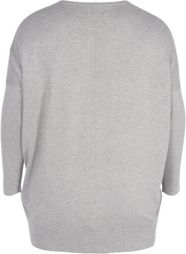 Løs strikkegenser med ribbekanter, Light Grey Melange, Packshot image number 1