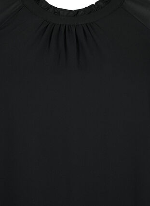 Bluse som er asymmetrisk nederst og med 3/4 ermer, Black, Packshot image number 2