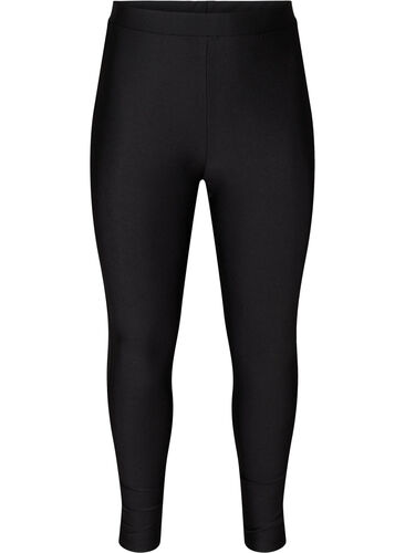 Skinnende leggings med 7/8-lengde og baklommer, Black, Packshot image number 0