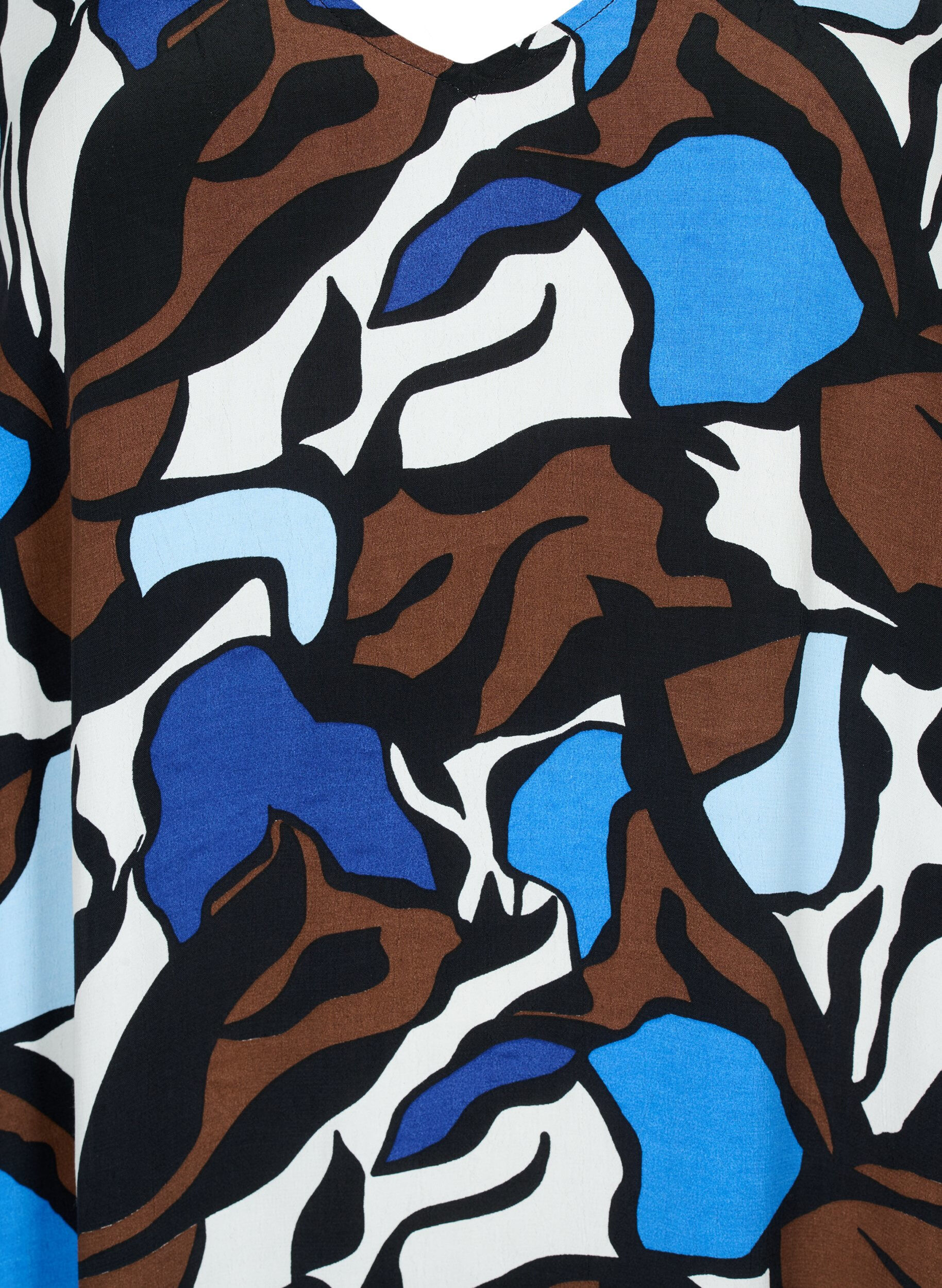 Zizzi Kjole i viskose med print og 3/4 ermer, Zafia AOP, Packshot image number 2