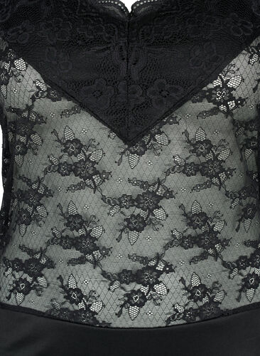 Bodystocking med blonder, Black, Packshot image number 2