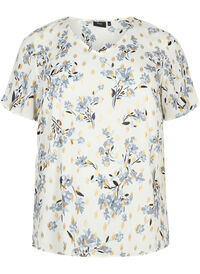 Bluse med trykk og lurex