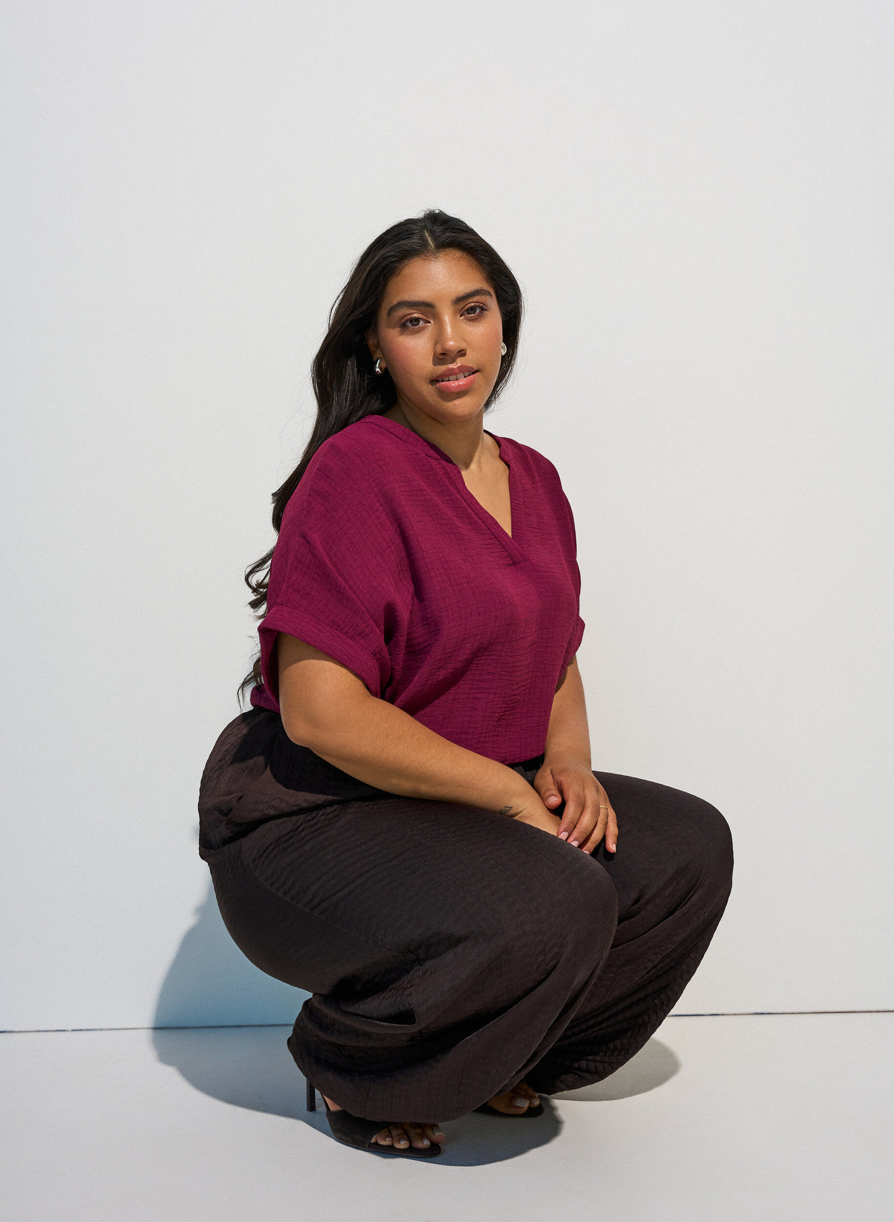 ZizziL&oslash;s bluse med korte ermer, R&oslash;d, Model image number 0