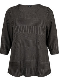 Bluse med 3/4-ermer og stripemønster