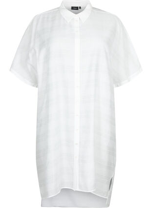 Lang skjorte av viskose med struktur, Bright White, Packshot image number 0