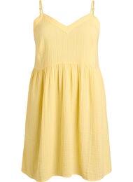 Strandkjole i bomull med smale stropper, Gul