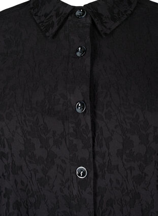 Skjortejakke i viskose med tone-i-tone-mønster, Black, Packshot image number 2