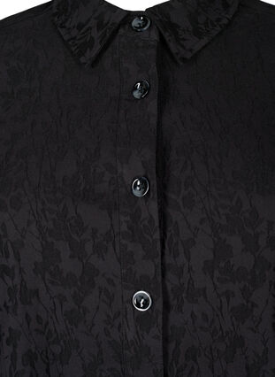 Zizzi Skjortejakke i viskose med tone-i-tone-mønster, Black, Packshot image number 2