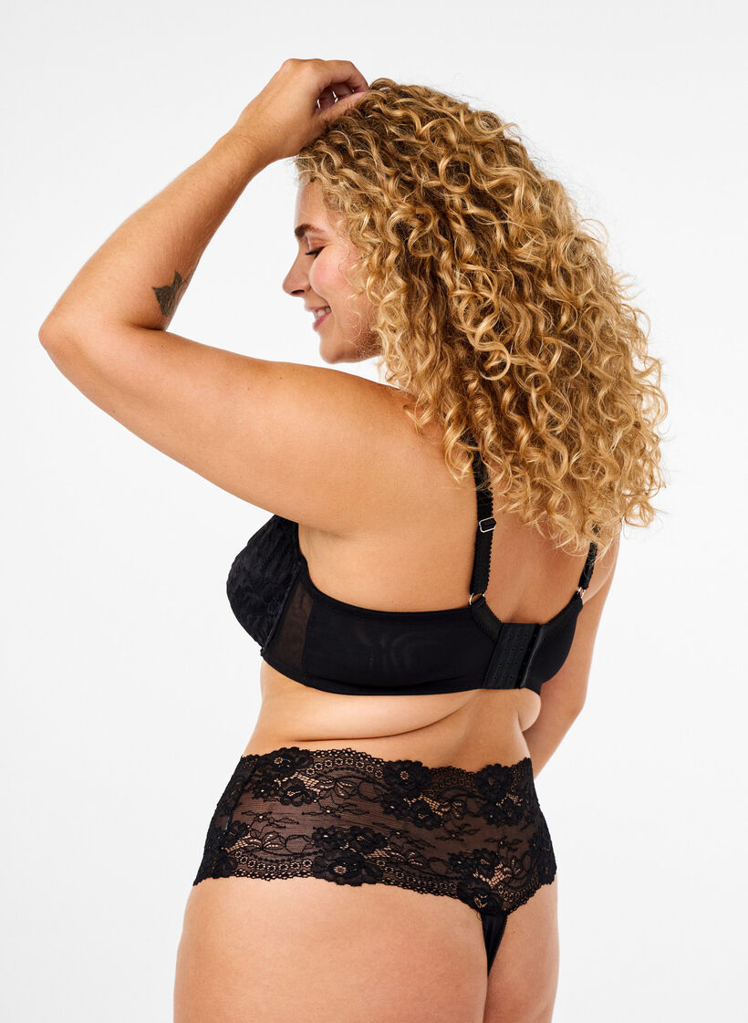 Fulldekning blonde-BH med kjededetalj, Black, Model