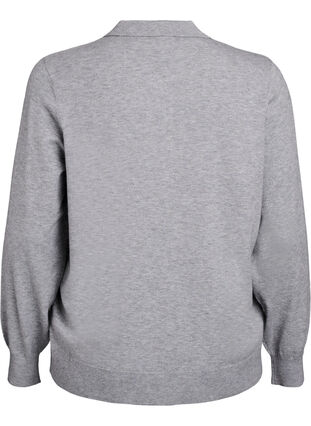 Zizzi Strikkeplagg med krage, Light Grey Melange, Packshot image number 1