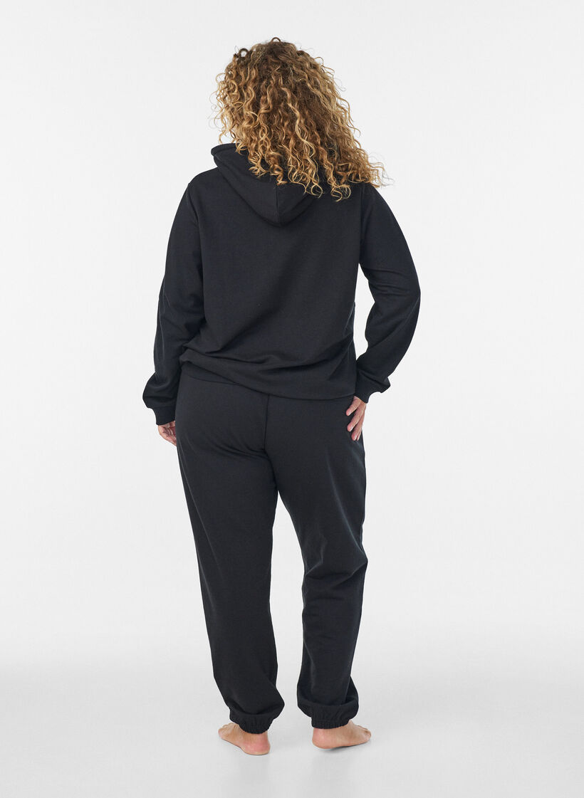 Genser med hette og trykk, Svart, Model image number 2