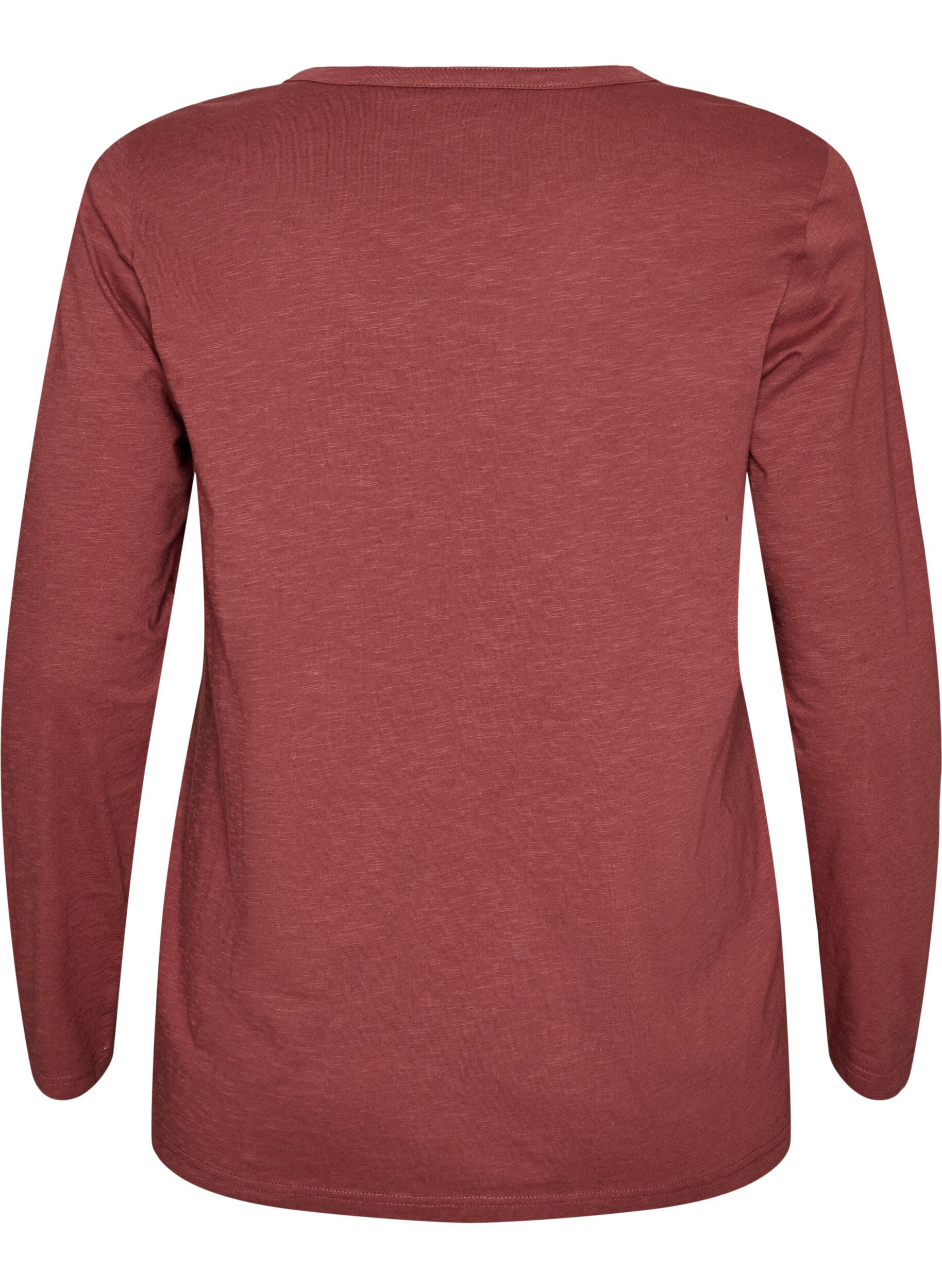 ZizziLangermet t-skjorte med V-hals og knapper, Brun, Packshot image number 1