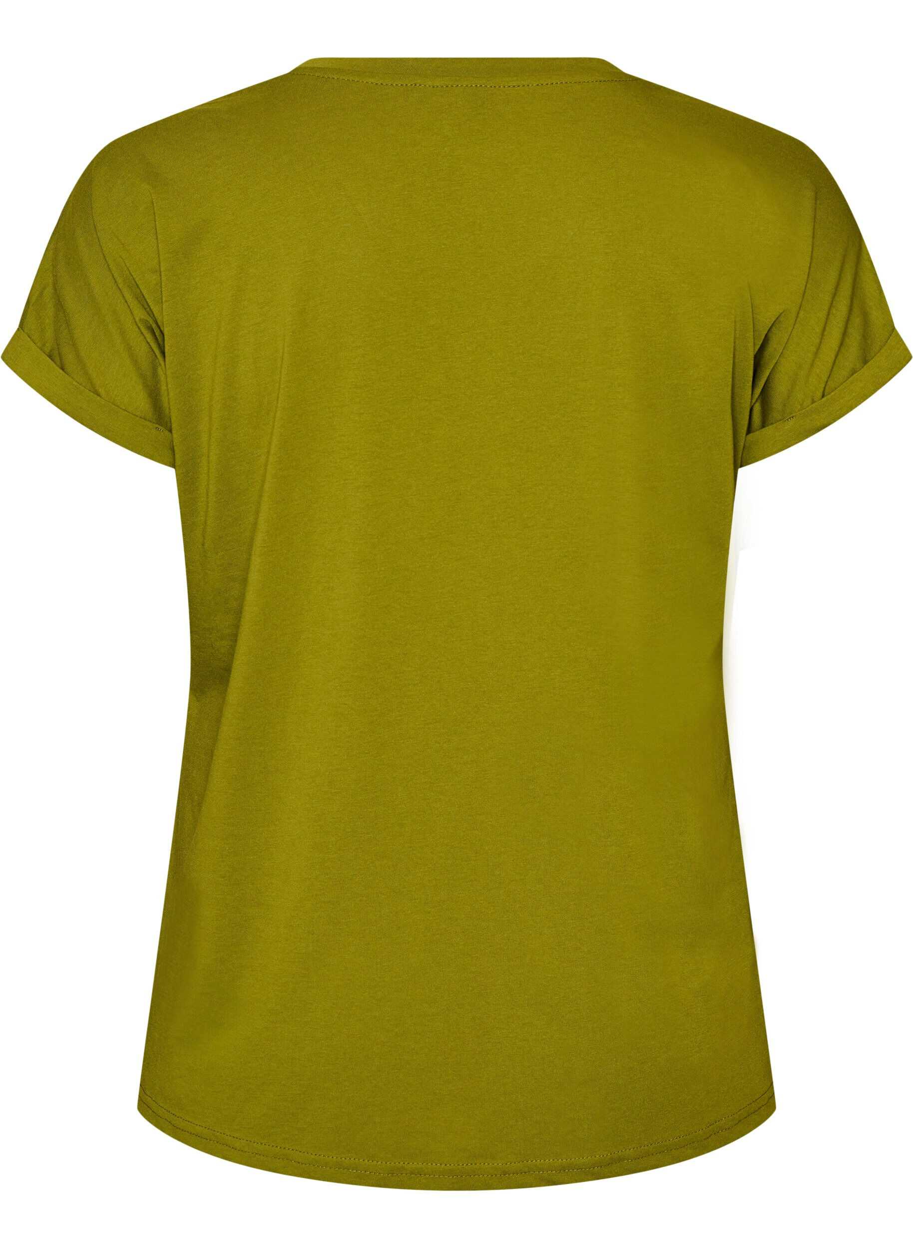 ZizziKortermet T-skjorte i bomullsblanding, Gr&oslash;nn, Packshot image number 1