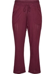 Pyjamasbukse i &oslash;kologisk bomull med hullbroderi, M&oslash;rk Bordeaux