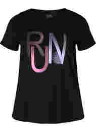 T-skjorte til trening med trykk, Black Run