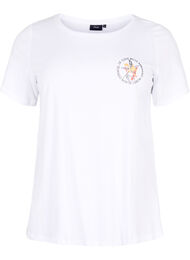 T-skjorte i bomull med trykk foran, White Chest Print