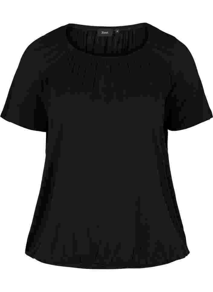 T-skjorte i viskose med strikk, Black, Packshot image number 0