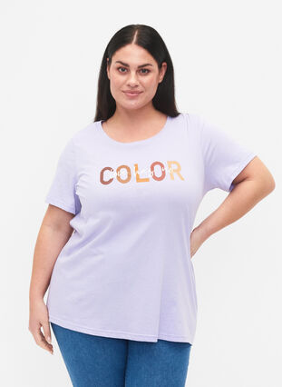 T-skjorte i bomull med trykk, Lavender COLOR, Model image number 0