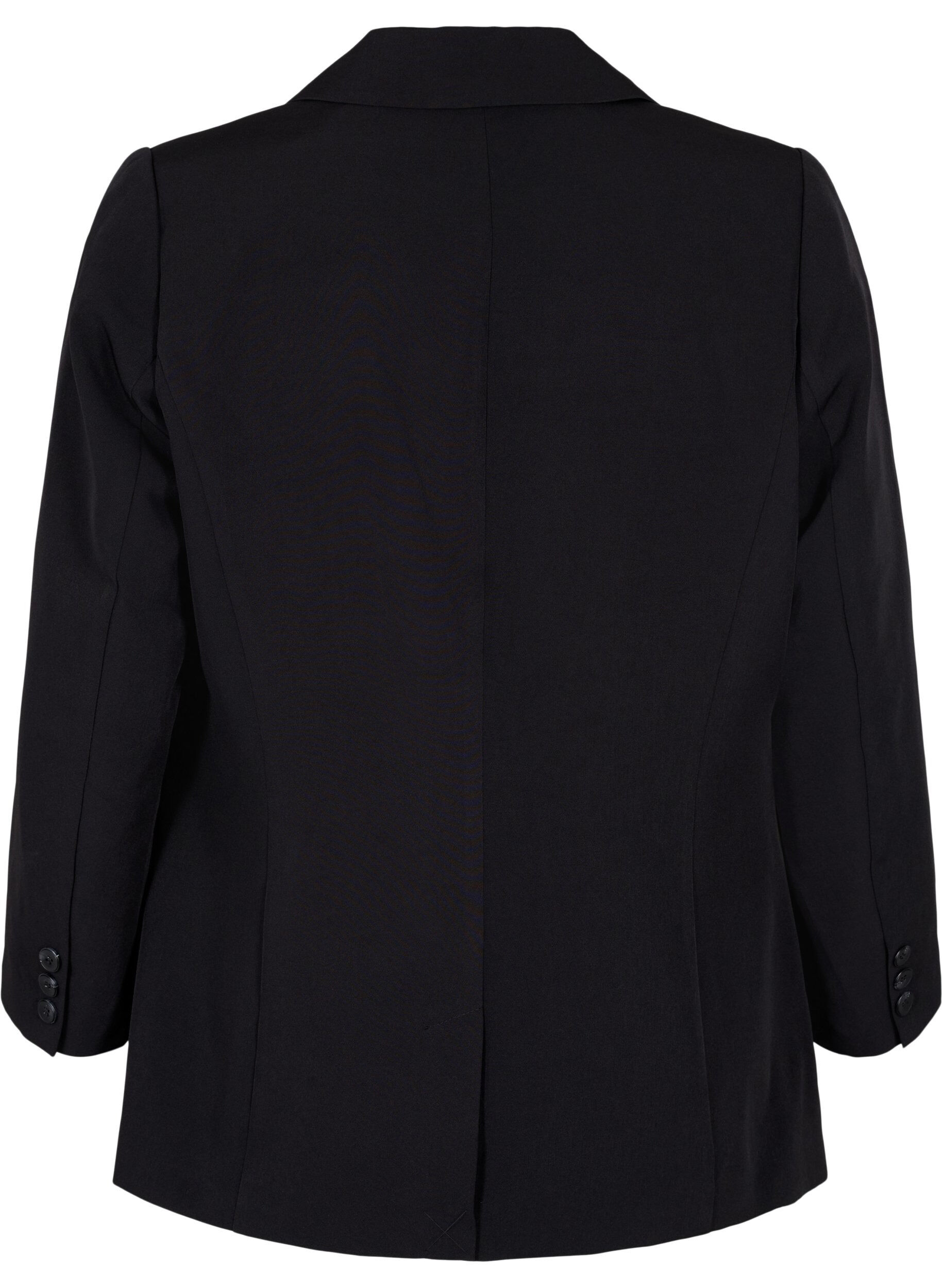 Zizzi Blazer som lukkes med &eacute;n knapp, Black, Packshot image number 1