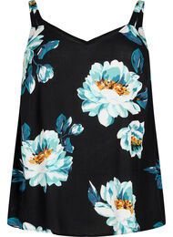 Topp i viskose, Black Big Flower