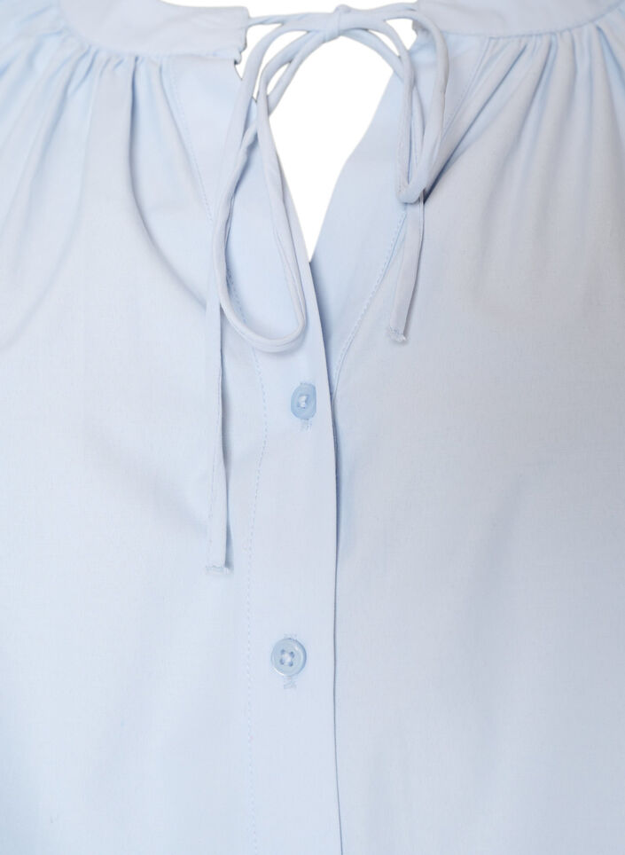 Skjortebluse med knappelukking og knytebelte, Bl&aring;, Packshot image number 2