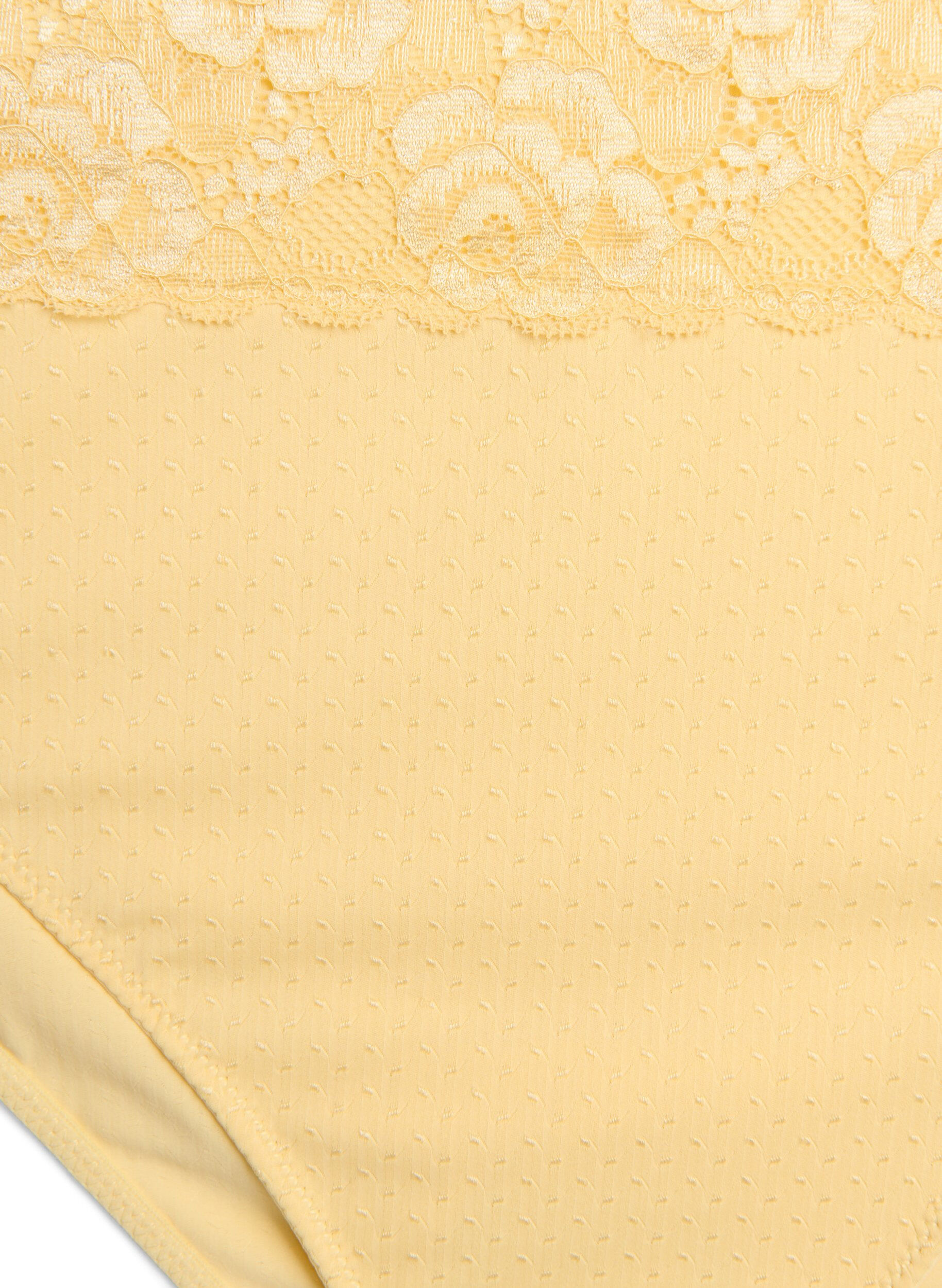 Zizzi Tai truse med dobbystruktur og blondedetaljer, Gul, Packshot image number 2