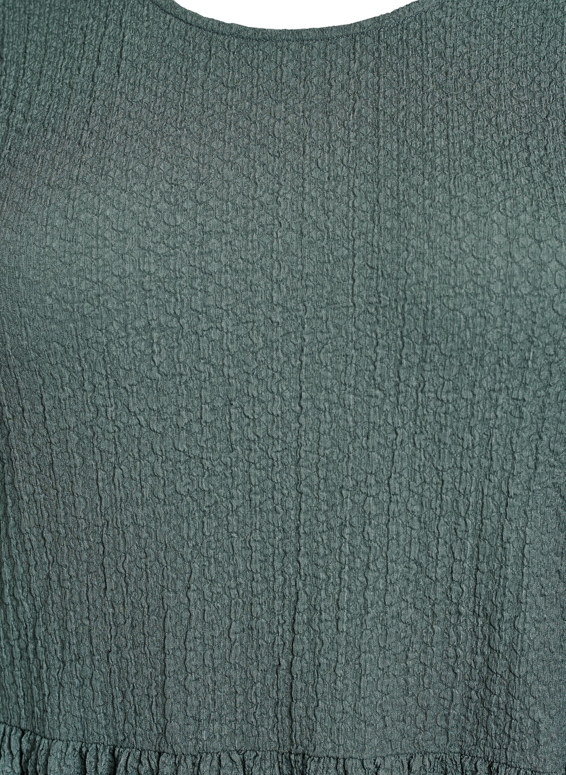 Zizzi Kort kjole med struktur og 3/4 ermer, Gr&oslash;nn, Packshot image number 2