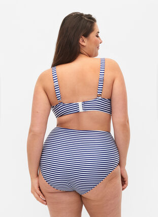 Stripete bikinitruser med høyt liv, Blue Striped, Model image number 1