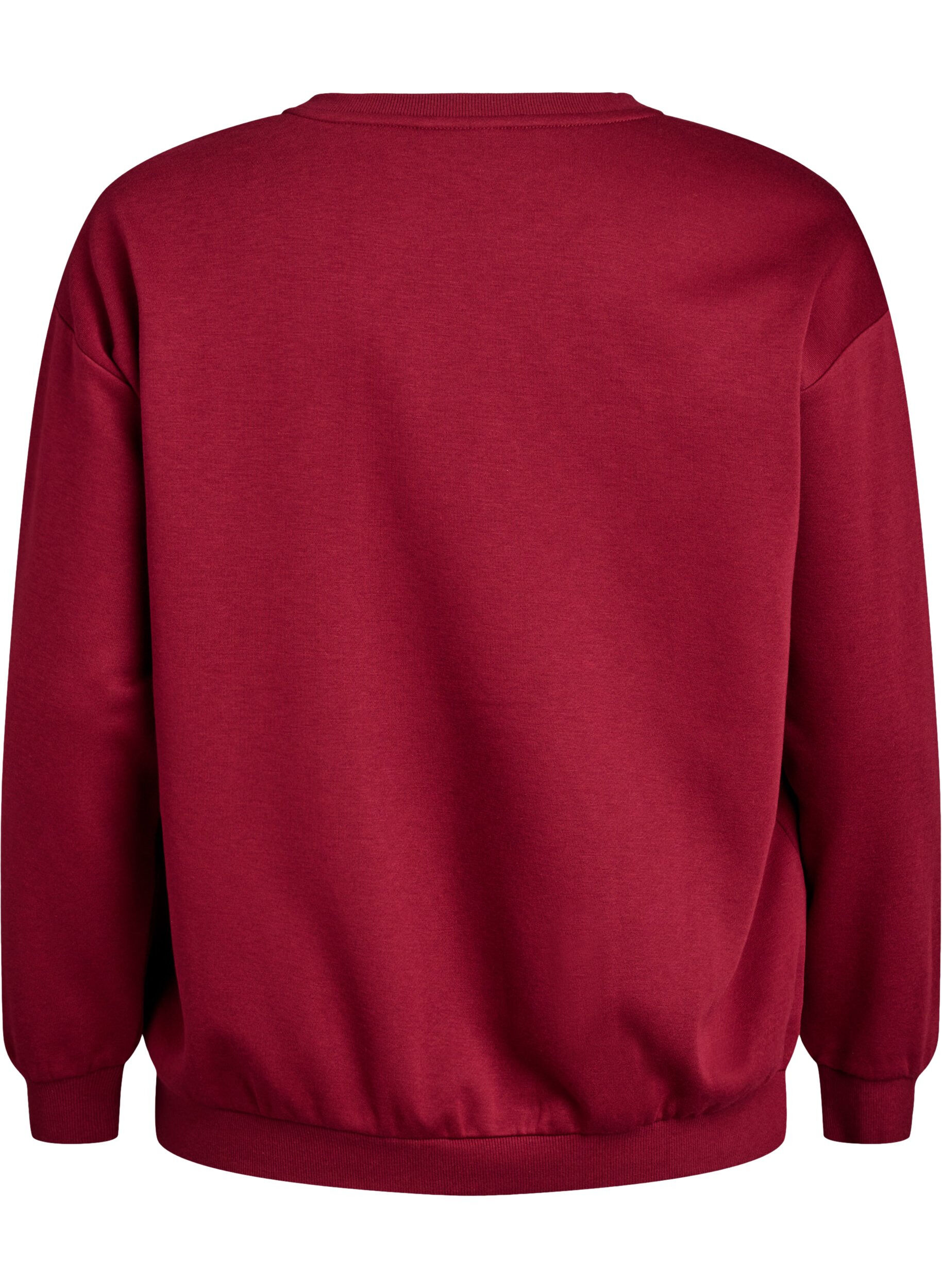 ZizziGenser med frott&eacute;tekst, M&oslash;rk Bordeaux, Packshot image number 1