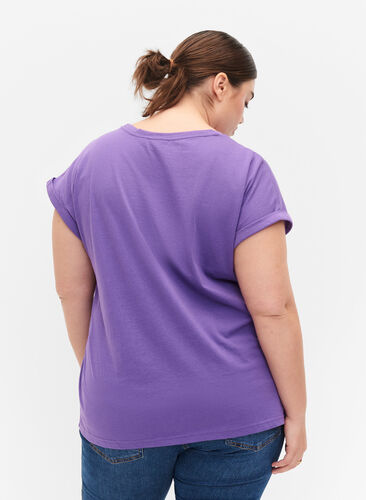 Kortermet T-skjorte i bomullsblanding, Deep Lavender, Model image number 1