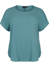 Kortermet bluse med rund hals, Grønn Kortermet bluse med rund hals