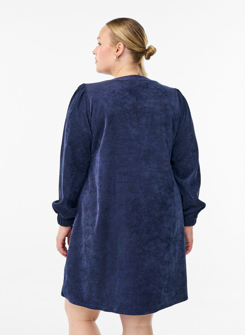 Kort fløyelskjole med lange ermer, Peacoat, Model