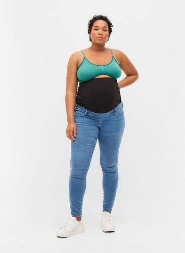 Jeggings til gravide i en bomullsmiks, Light blue denim, Model image number 0