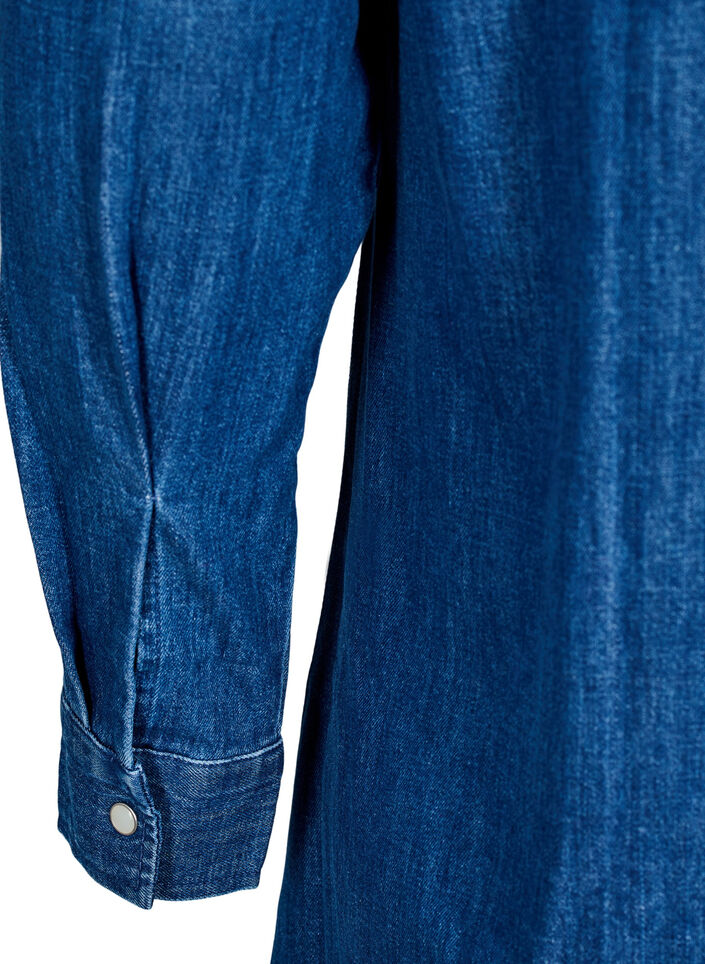 Denimkjole med knapper, Blue Denim, Packshot