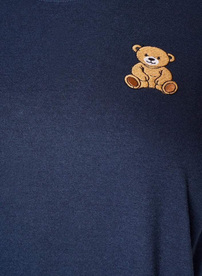 T-skjorte i &oslash;kologisk bomull med teddybj&oslash;rnmotiv, Bl&aring;, Packshot image number 2