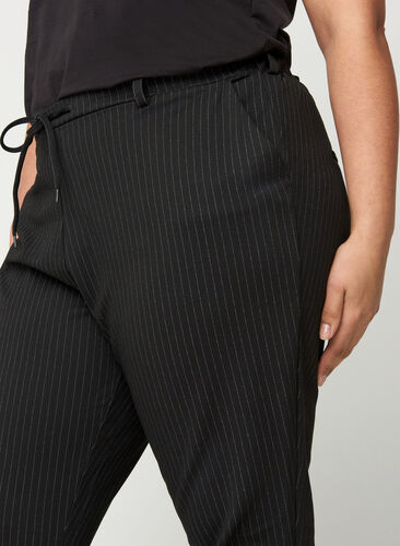 Cropped maddison bukser med striper, Black w lurex, Model image number 1