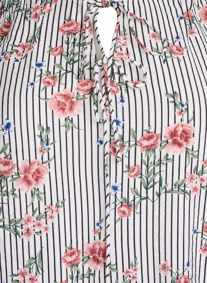 Bluse med blomstertrykk og knytedetaljer, Svart, Packshot image number 2