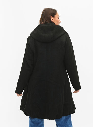 Frakk i A-linje med hette, Black, Model image number 1