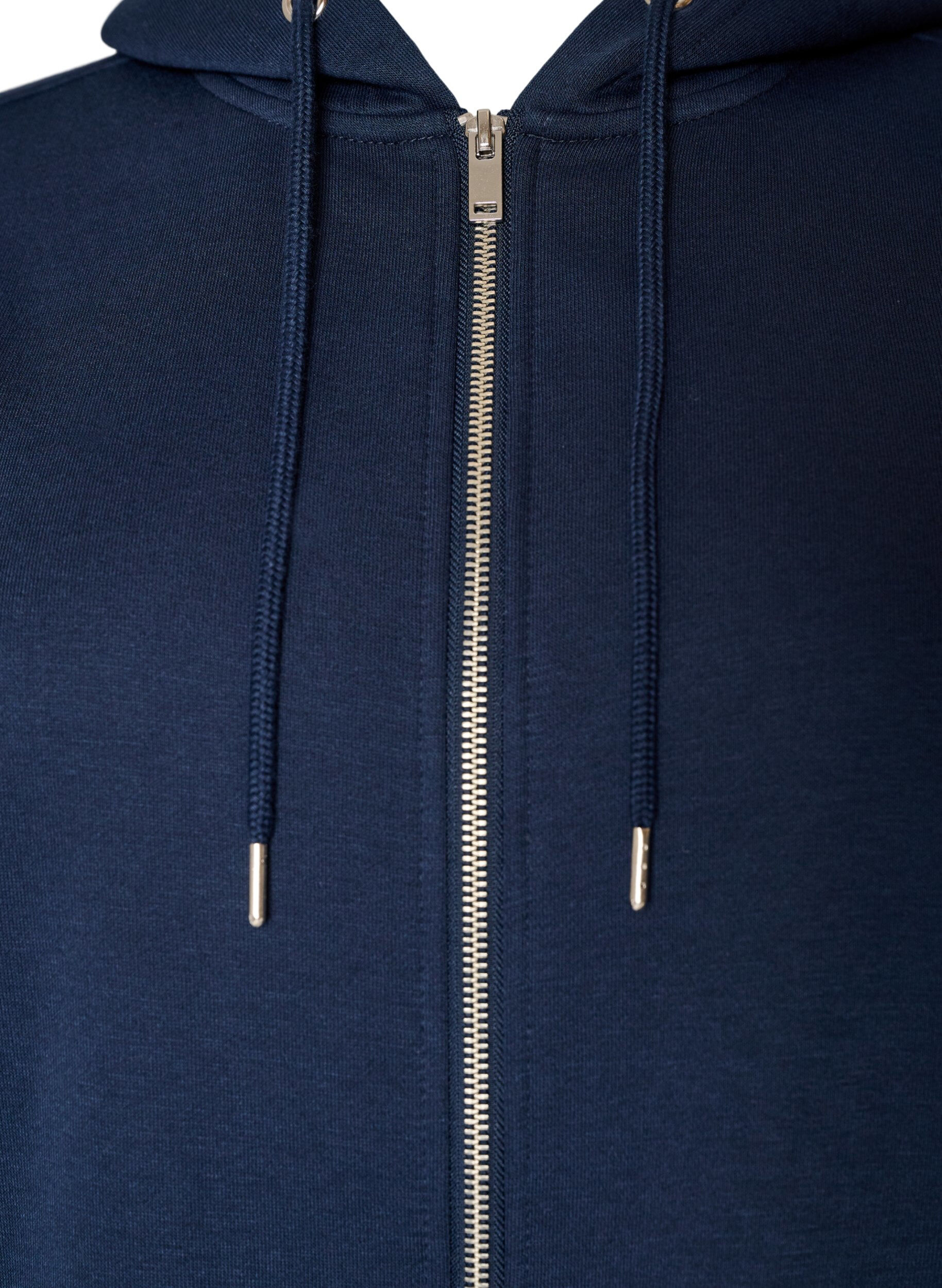 ZizziLang hettegenser med glidel&aring;s og lommer, Bl&aring;, Packshot image number 2