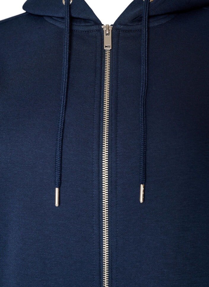 Lang hettegenser med glidel&aring;s og lommer, Bl&aring;, Packshot image number 2