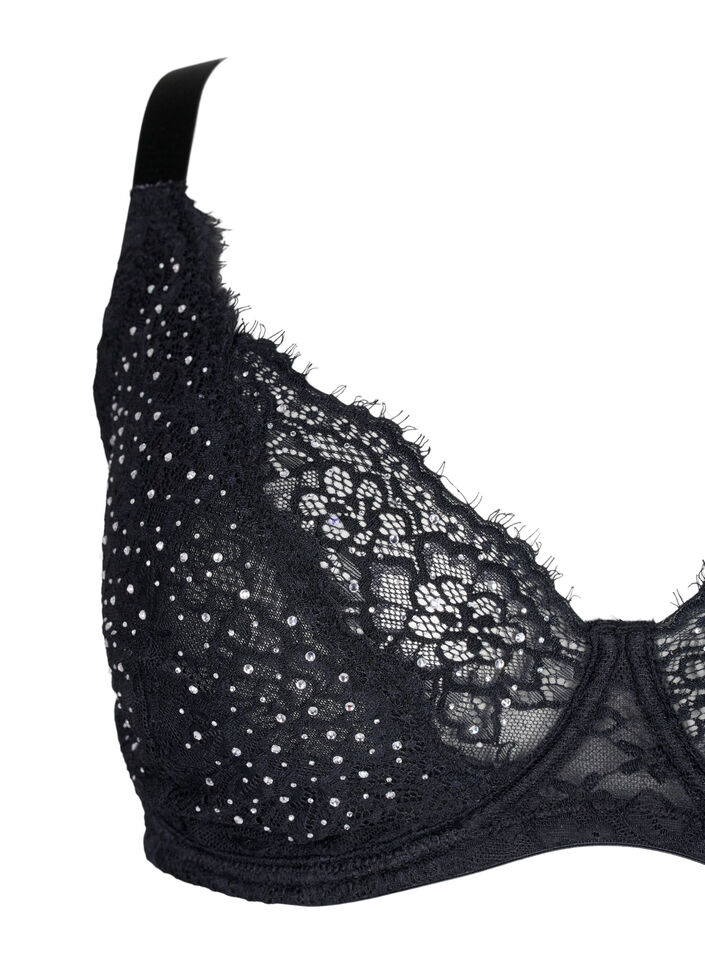 Full dekning BH med rhinestener, Black, Packshot