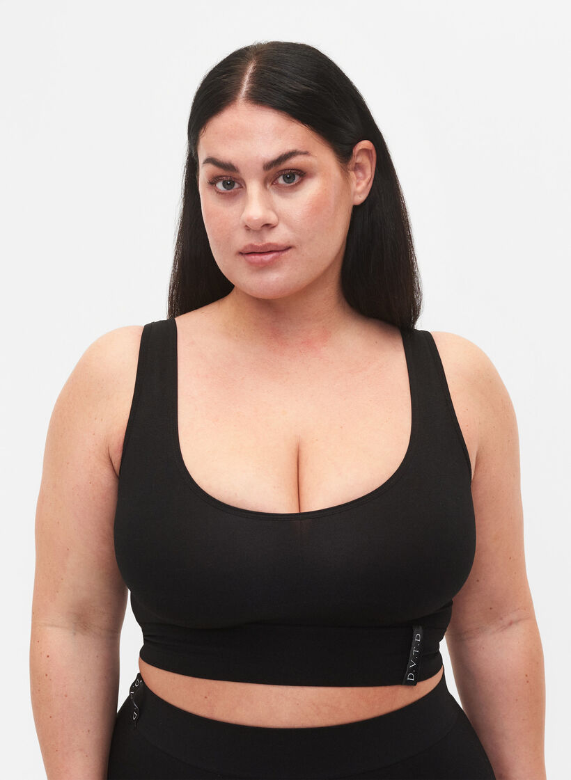 Sømløs BH med rund hals, Black, Model image number 0