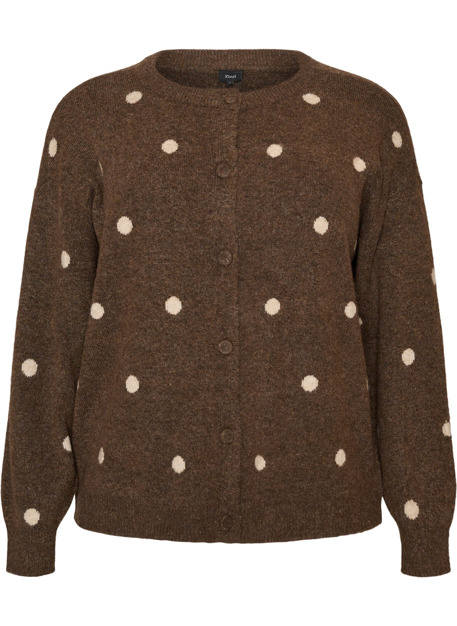Cardigan med et prikkete m&oslash;nster