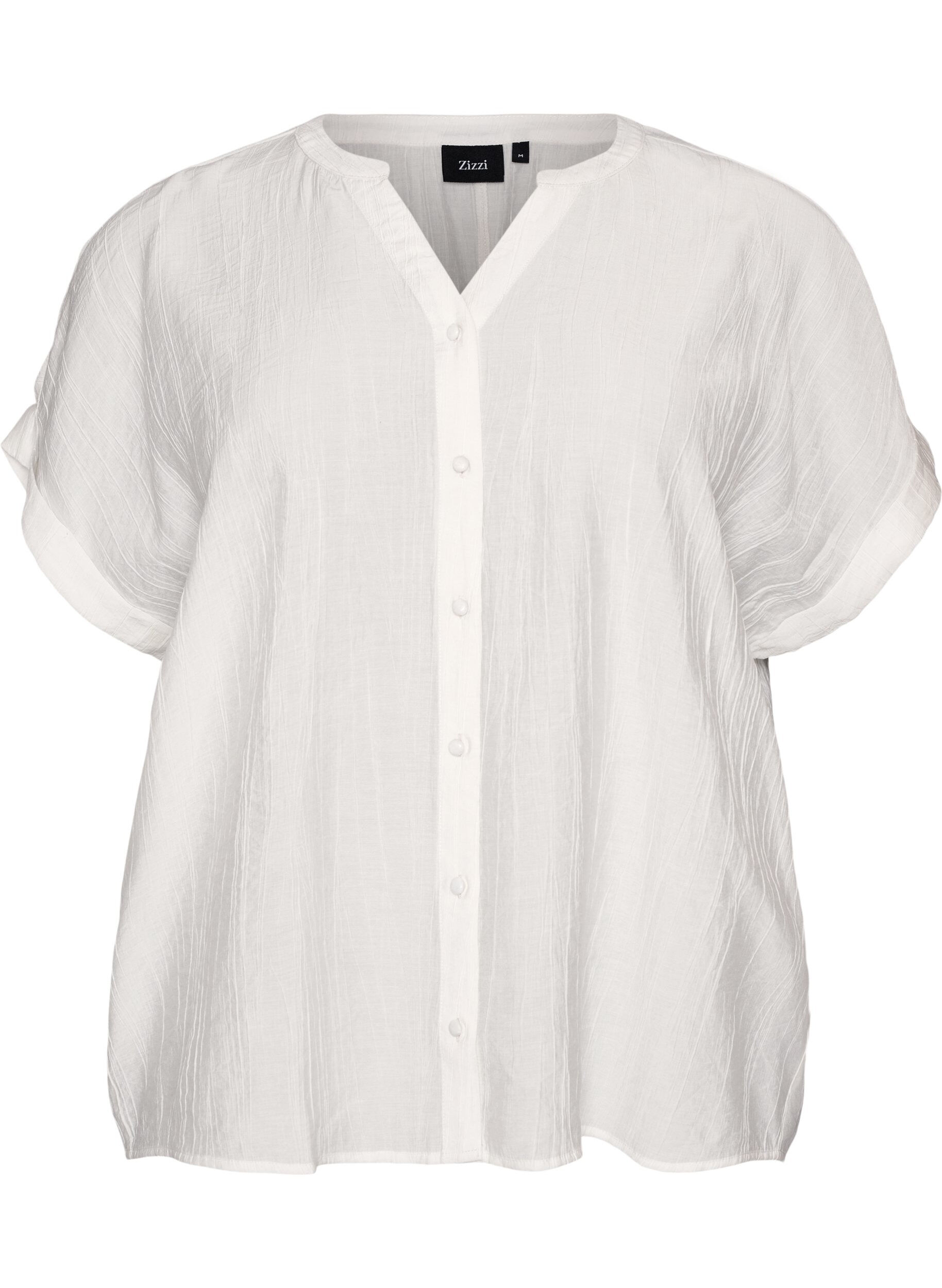 ZizziViskosebluse med knapper og tekstur, Vanilje, Packshot image number 0