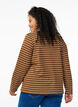 Stripete poloskjorte med glidelås, Brun, Model image number 2