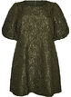 Jacquard kjole med puffermer og A-linje, Gr&oslash;nn, Packshot image number 0